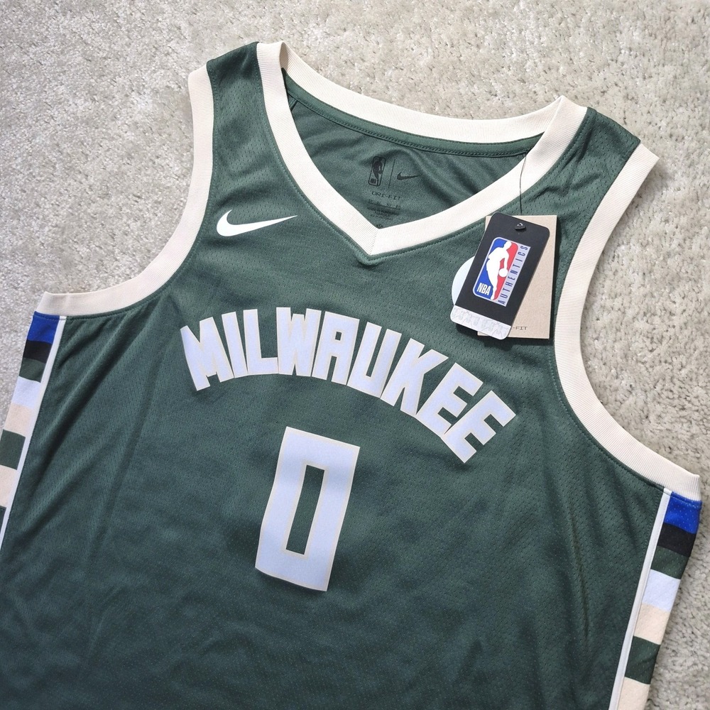 Milwaukee Bucks Nike Dri Fit Damian Lillard Jersey Mens 52/XL Official Swingman